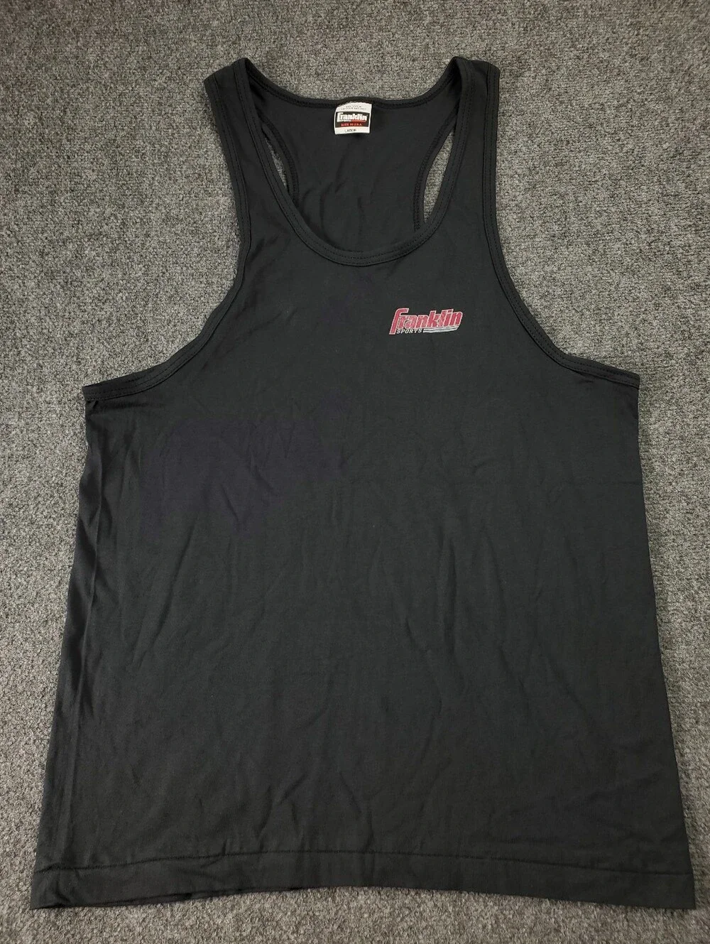 Vintage Franklin Sports Tank Top Large Black Racerback USA 90s Single Stitch